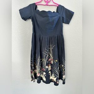 Belle Poque Women’s Retro Navy Blue Swan Dress, size XL
